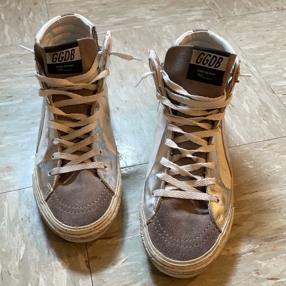 Golden Goose White and Brown High-Top Sneakers - Picture 6 of 15